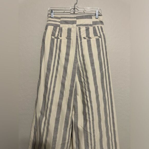 Free People Hi Tyed Wide‎ Leg Pants White/Ivory Textured Stripe 6 Revolve Brand - Picture 8 of 11